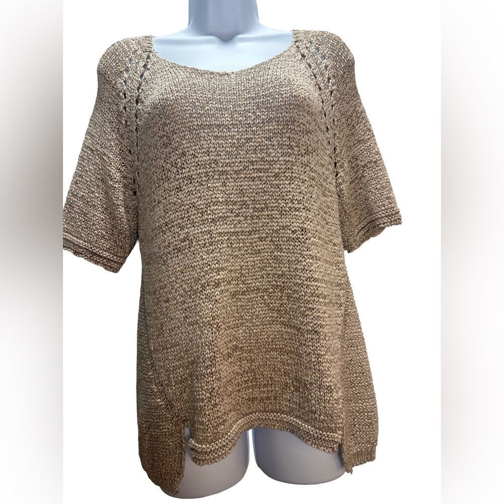Ellen Tracy Tan Textured Knit Sweater size M